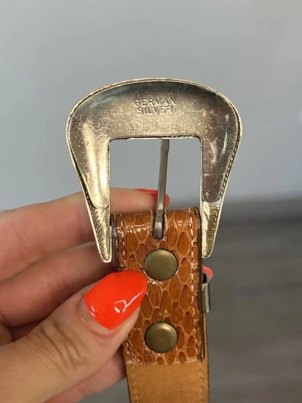 Vintage This Wicked West Genuine Snakeskin Belt German Silver Buckle Vail 34